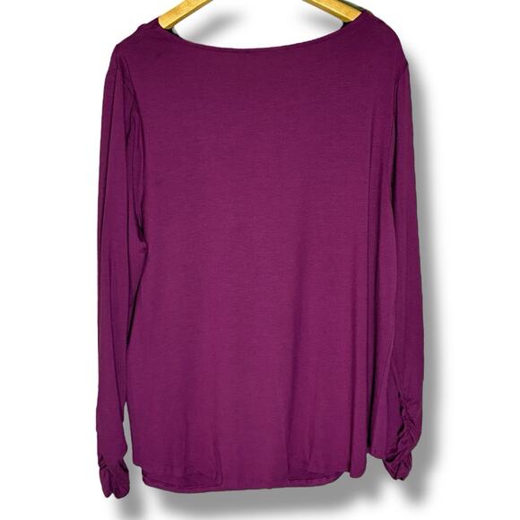 Chico’s Top Women's Size 3 (XL) Touch Of Cool Sweet Berry Cowl Neck Blouse - Picture 2 of 6